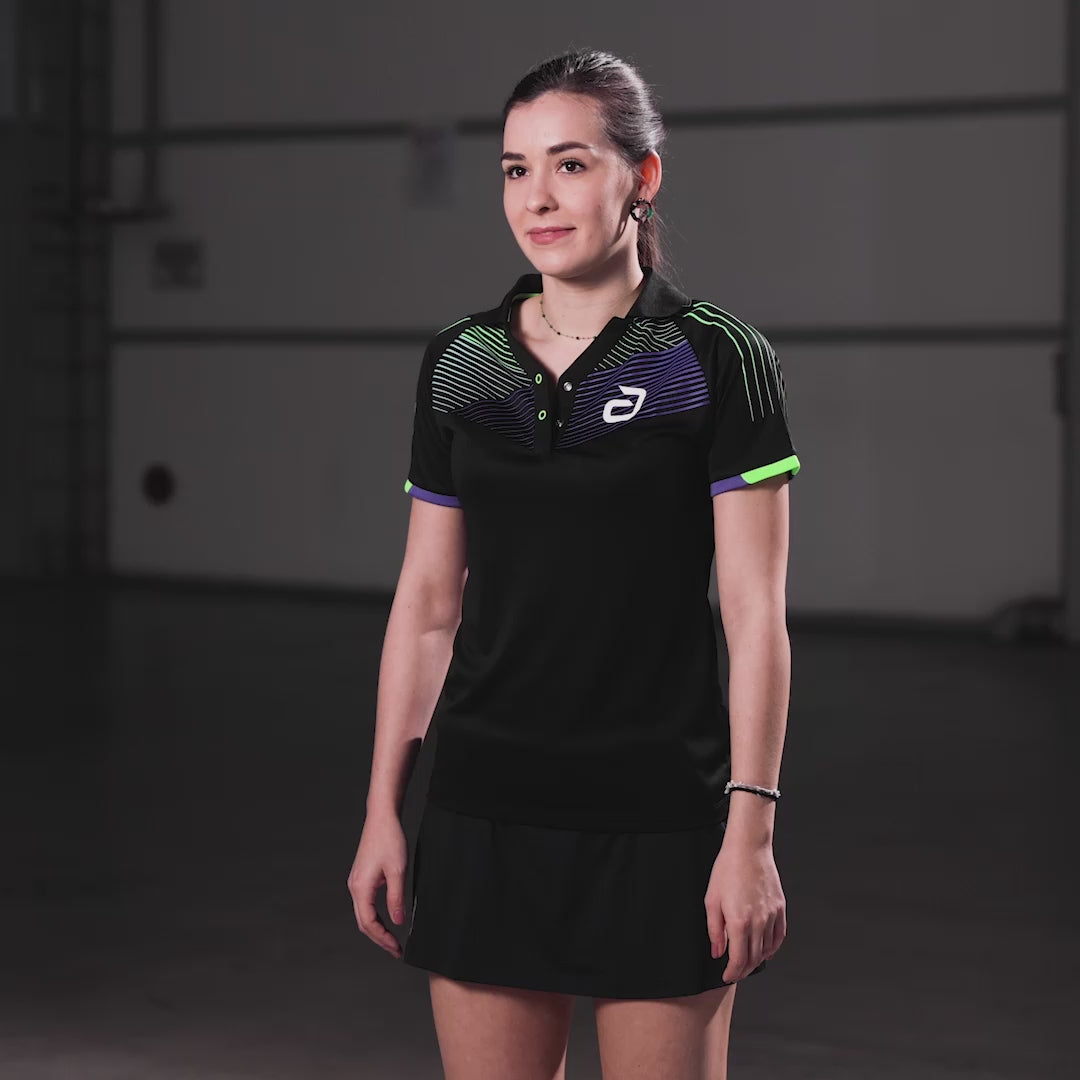 Load video: Andro Shirt Avos Women black/green