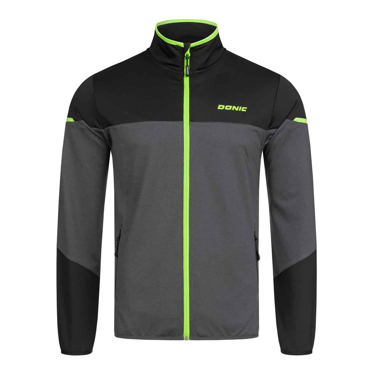 Donic Tracksuitjacket Craft Junior black/anthracite melange/limegreen